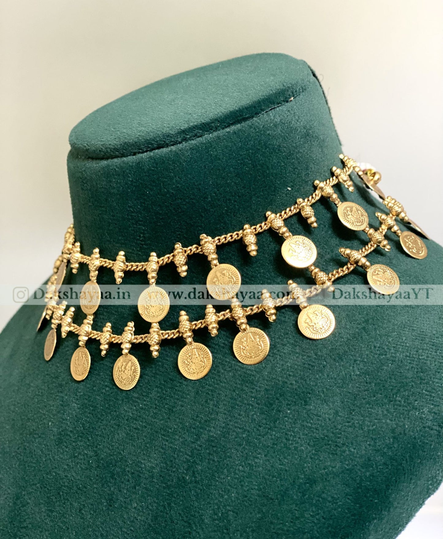 Antique Gold Finish Lakshmi Coin Necklace/Choker Set