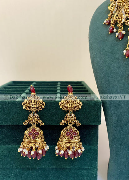Antique Gold Finish Lakshmi Temple Necklace Set