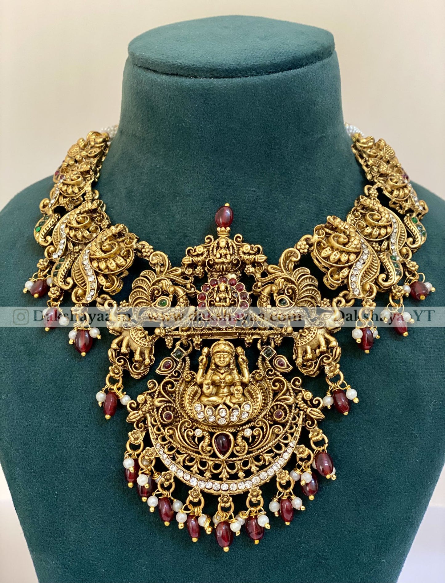 Antique Gold Finish Lakshmi Temple Necklace Set
