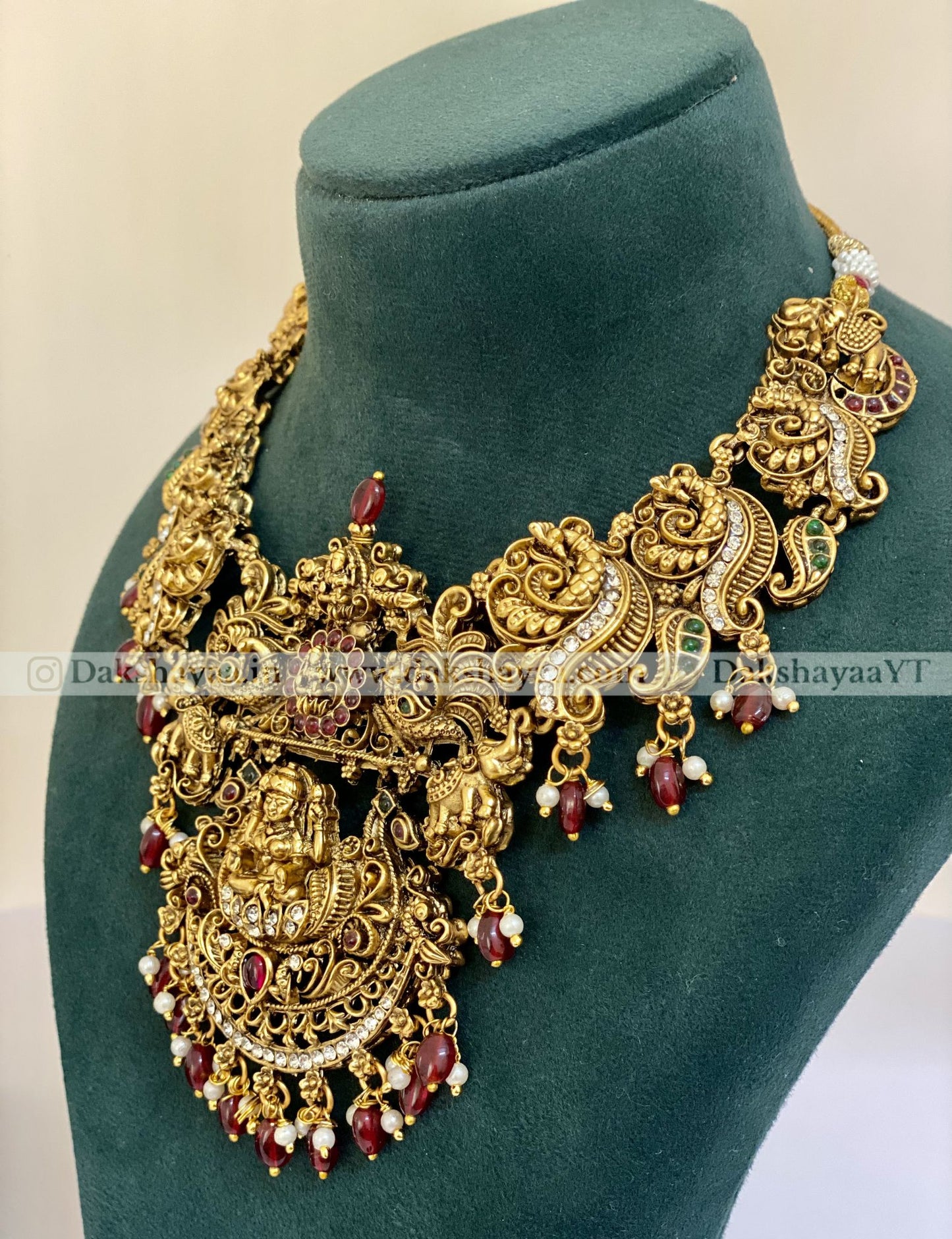 Antique Gold Finish Lakshmi Temple Necklace Set