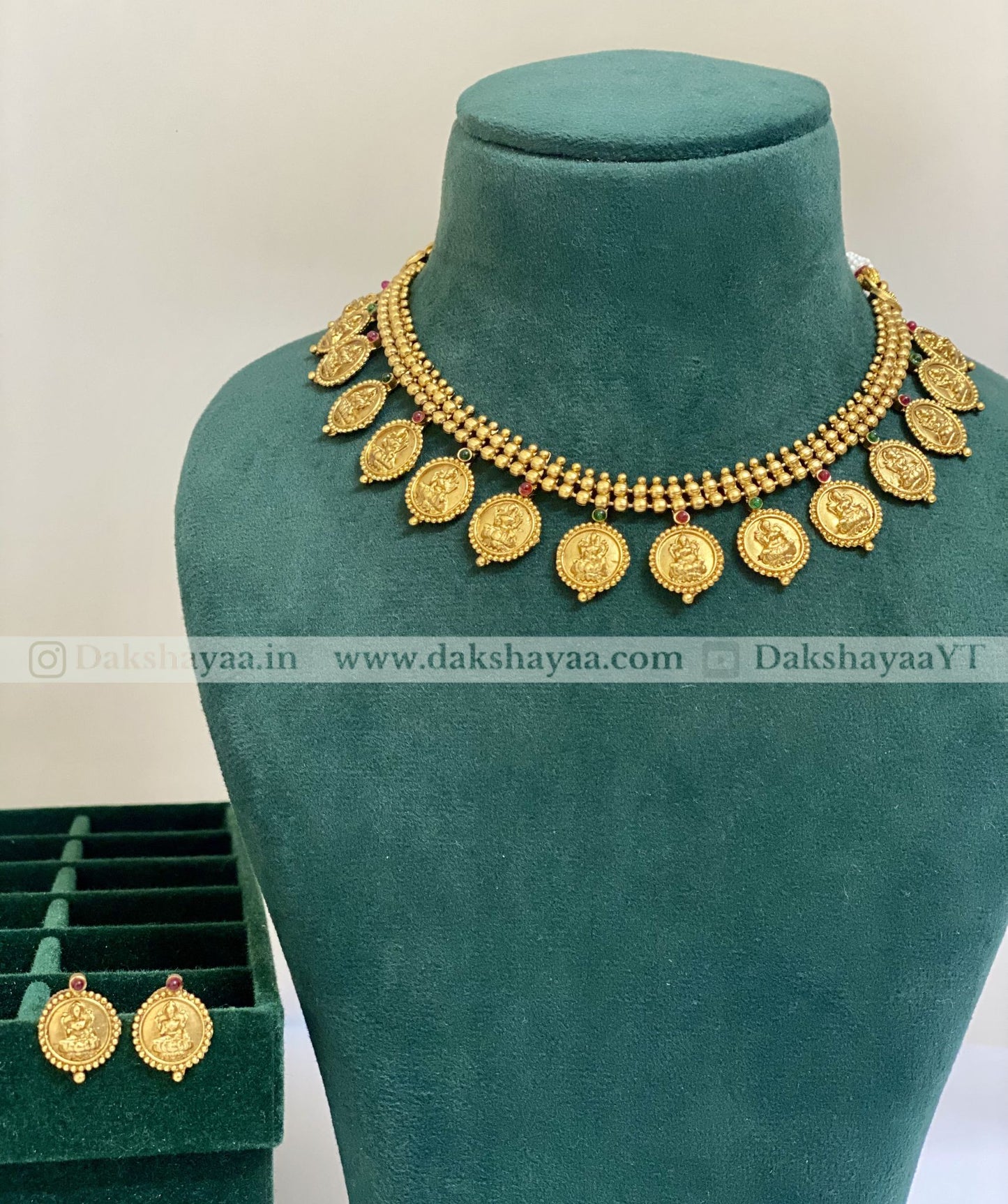 Antique Gold Finish Lakshmi Coin Necklace Set