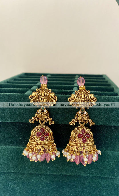 Antique Gold Finish Lakshmi Temple Necklace Set