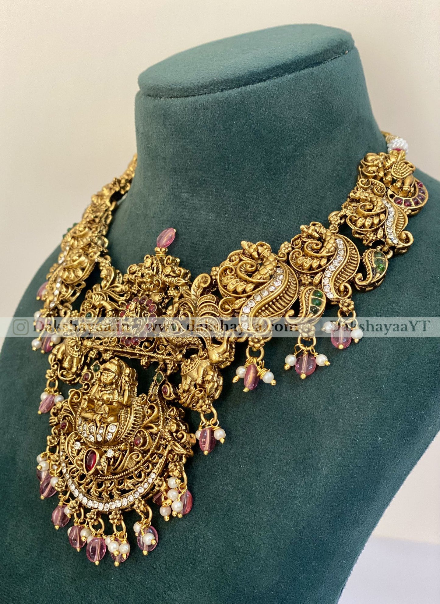 Antique Gold Finish Lakshmi Temple Necklace Set