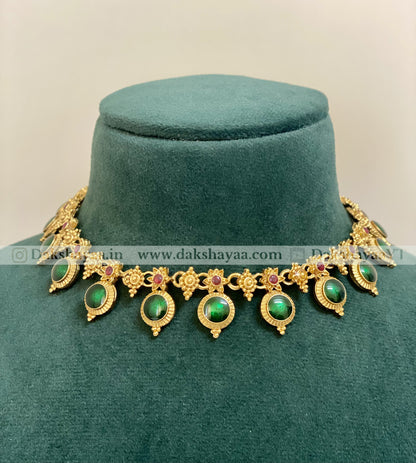 Traditional Palakka Design Choker Necklace Set