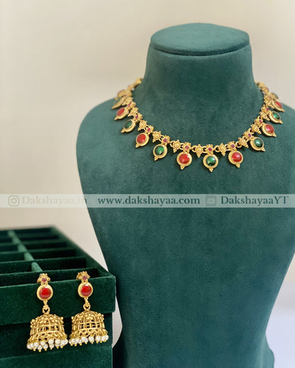 Traditional Palakka Design Choker Necklace Set