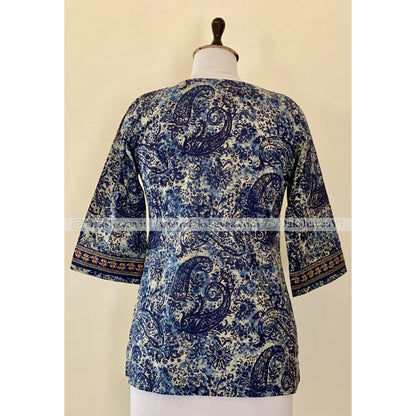 Back view of Paisley Print Pure Cotton Short Kurti Top for Women – Summer Ethnic Wear M-3XL