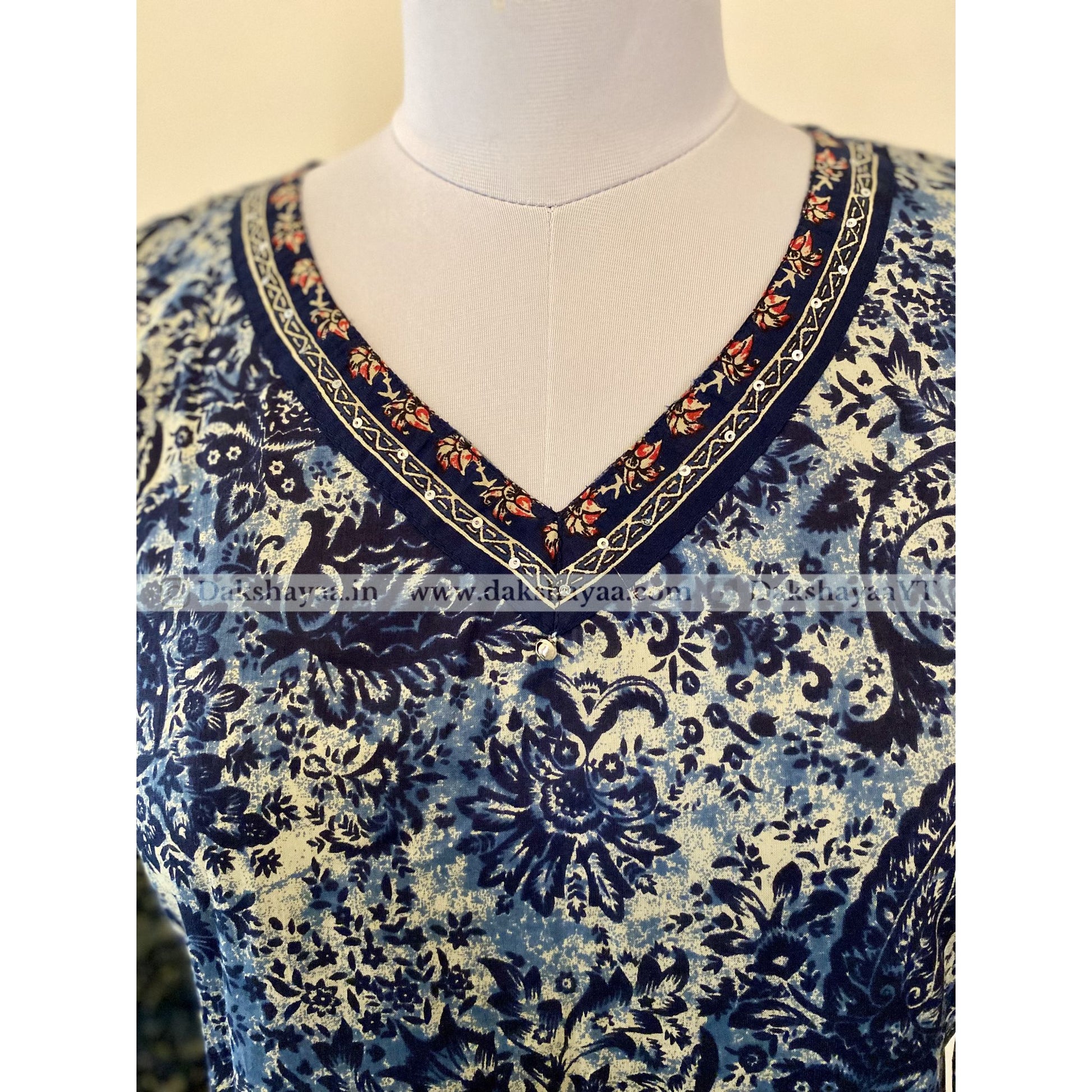 Close-up view of Paisley Print Pure Cotton Short Kurti Top for Women – Summer Ethnic Wear M-3XL