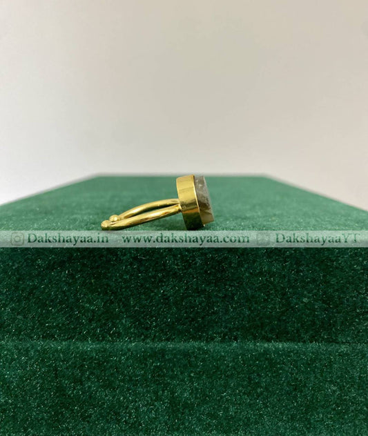 Labradorite Cabochon Ring | Gold Plated Brass