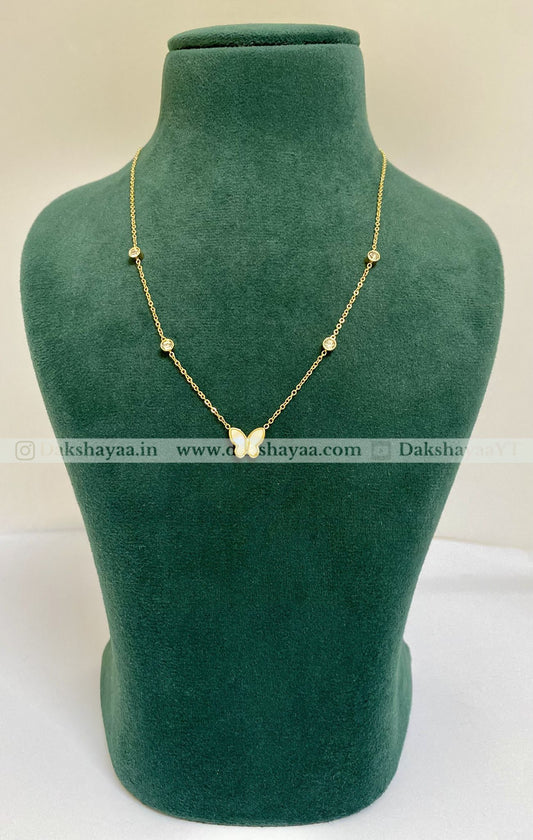 Minimalist Mother-of-Pearl Butterfly Necklace