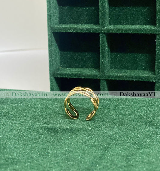 Openwork Wave Adjustable Ring