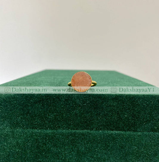 Red Aventurine Cabochon Ring | Gold Plated Brass
