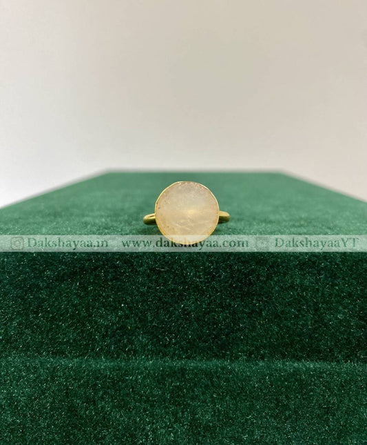 Rose Quartz Cabochon Ring | Gold Plated Brass