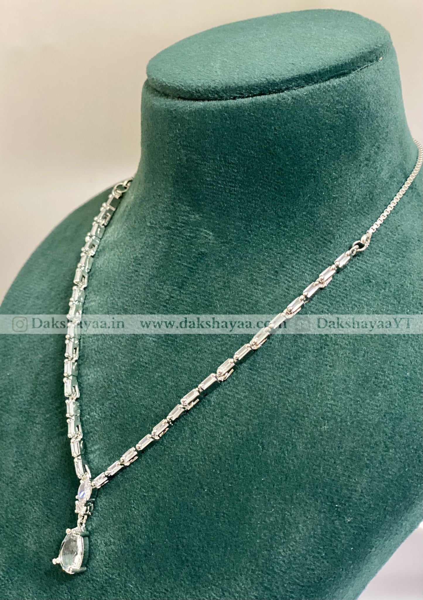 Solitaire Baguette Diamond Necklace Set