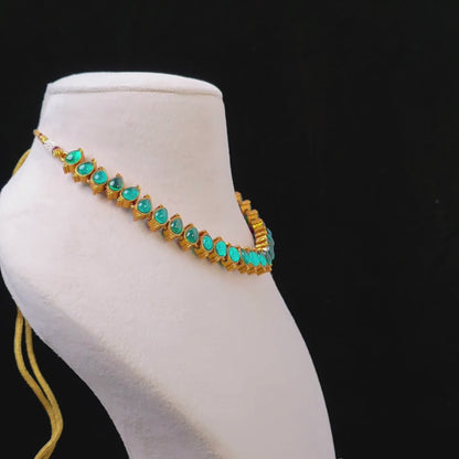 Reversible Palakka Necklace Set with 2 Pair of Earrings