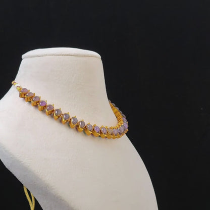 Reversible Palakka Necklace Set with 2 Pair of Earrings
