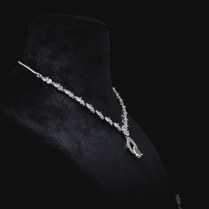 Diamond Finish Solitaire Drop Necklace Set