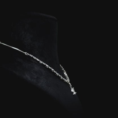 Solitaire Baguette Diamond Necklace Set