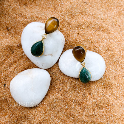 Tiger Eye & Green Aventurine Earrings