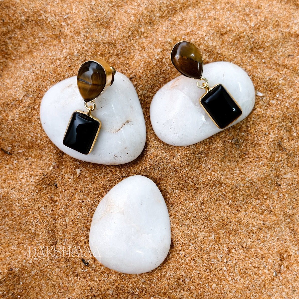 Tiger Eye & Black Onyx Earrings