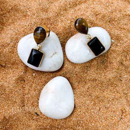 Tiger Eye & Black Onyx Earrings