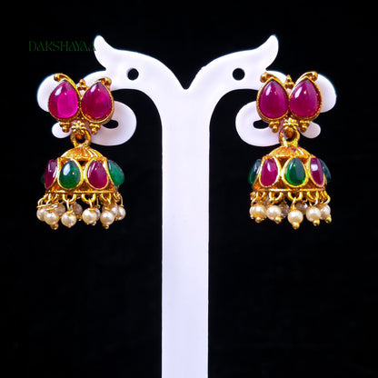 Reversible Palakka Necklace Set with 2 Pair of Earrings