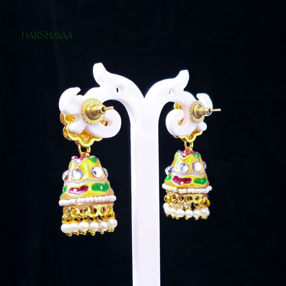 Multicolour Enamel Floral Jhumka Earrings