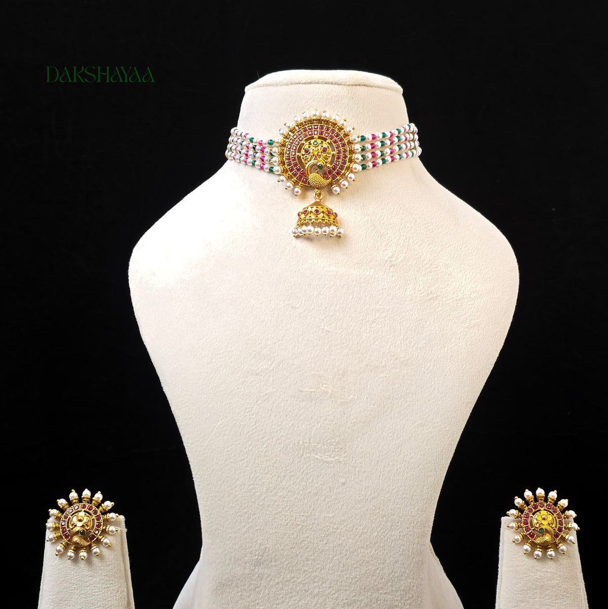 Pearl Layered Lakshmi Choker Set