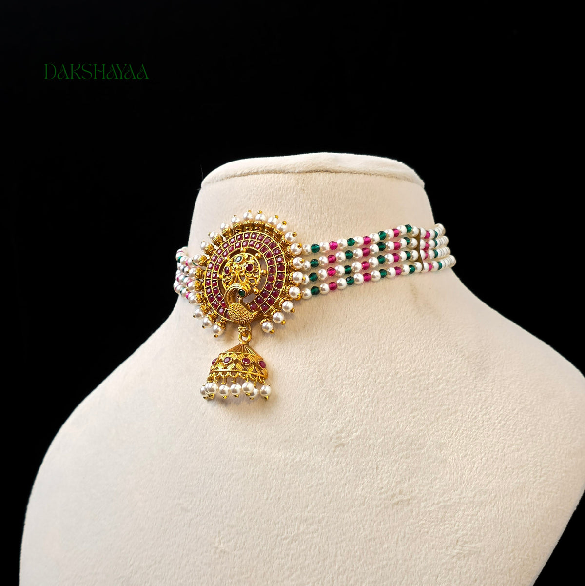 Pearl Layered Lakshmi Choker Set