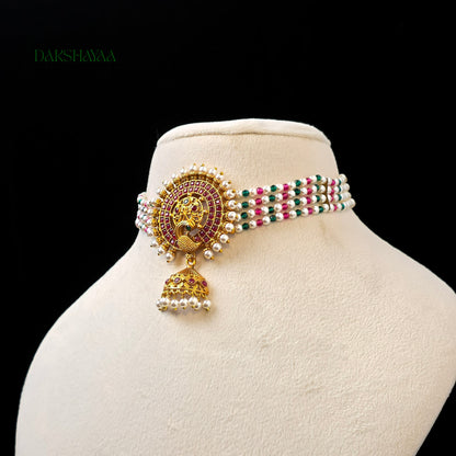 Pearl Layered Lakshmi Choker Set