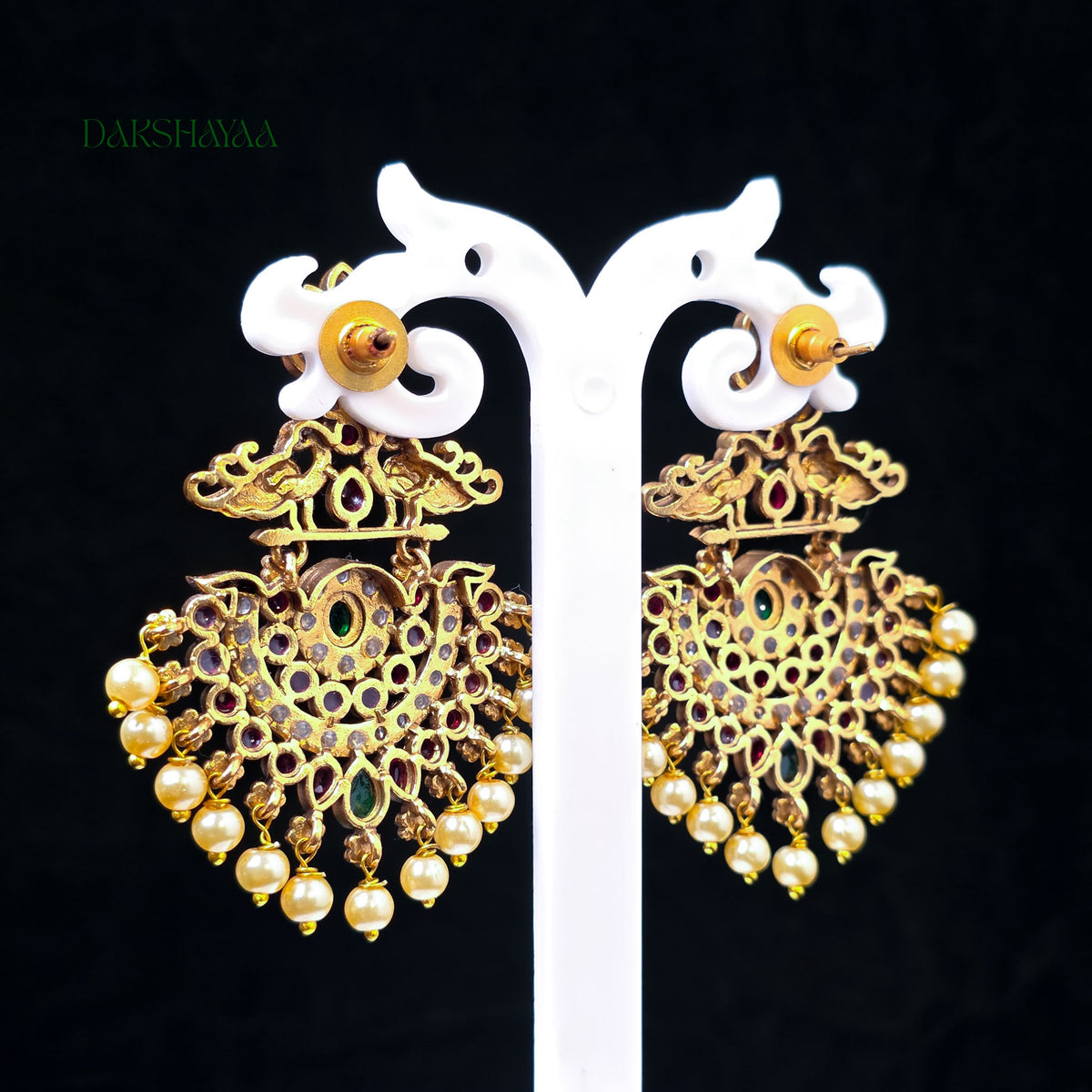 Peacock Temple Chandbali Earrings