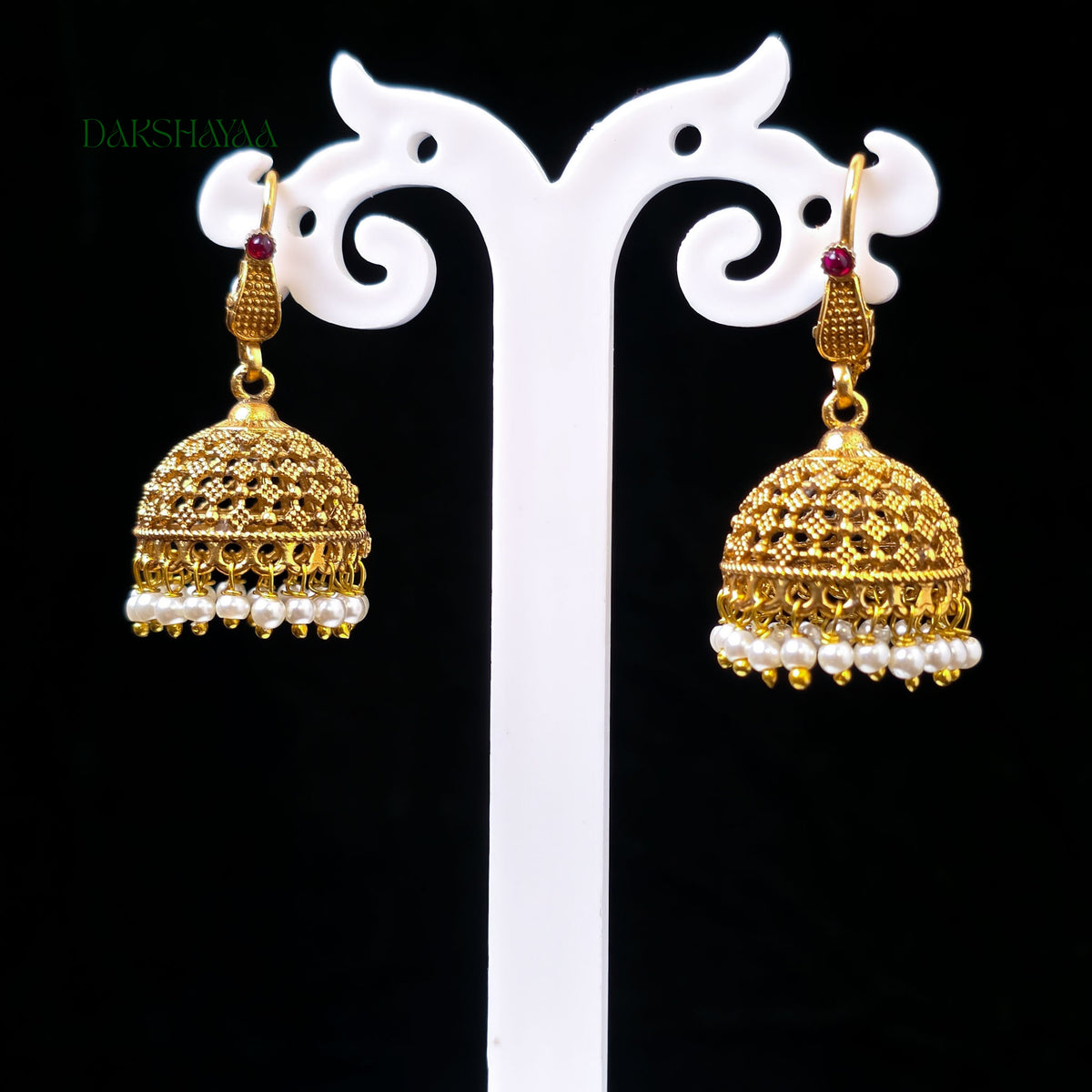 Classic Lightweight Gold Finish Pearl Jhumka Earrings