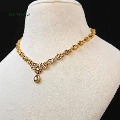 Classic Diamond Solitaire Choker Necklace Set