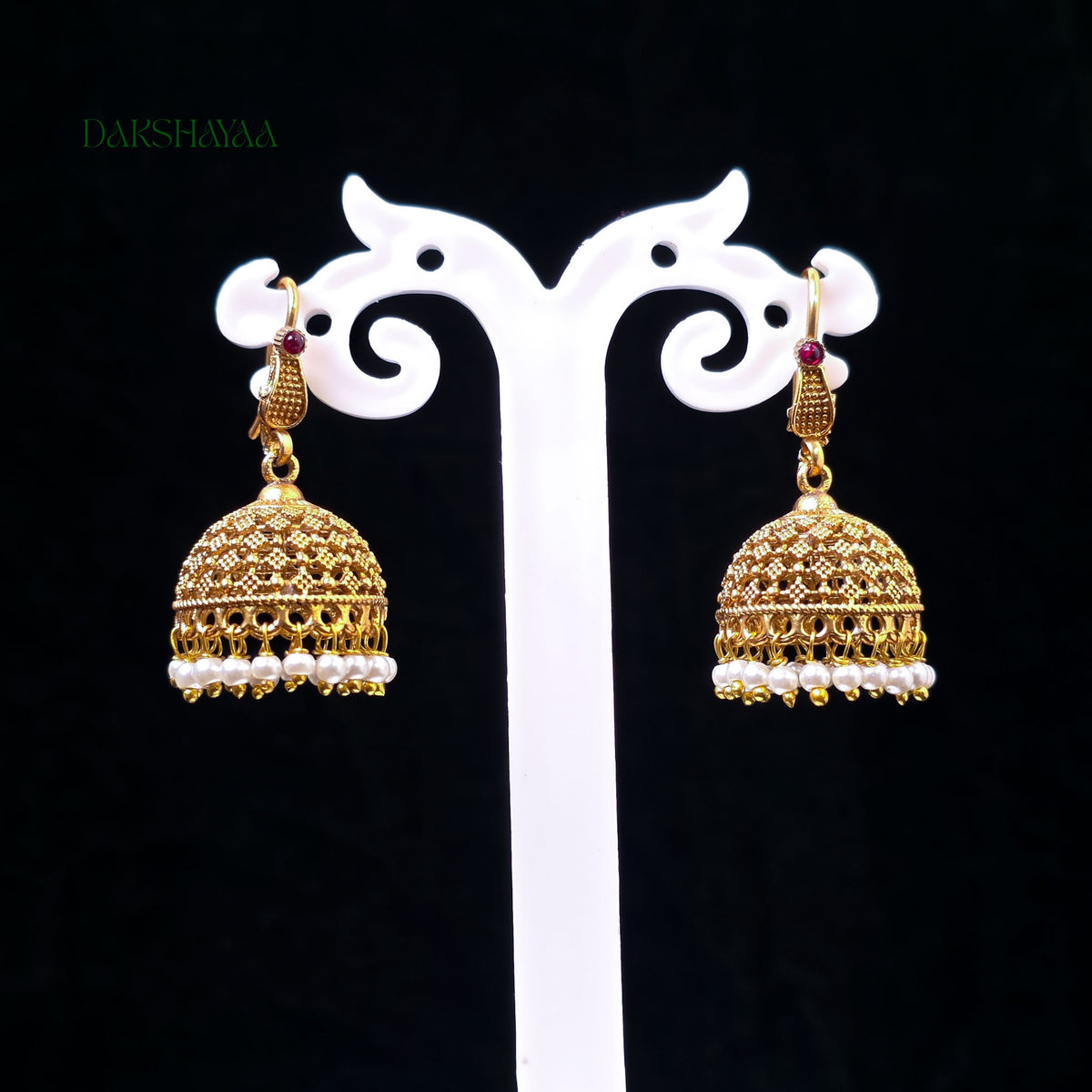 Classic Lightweight Gold Finish Pearl Jhumka Earrings