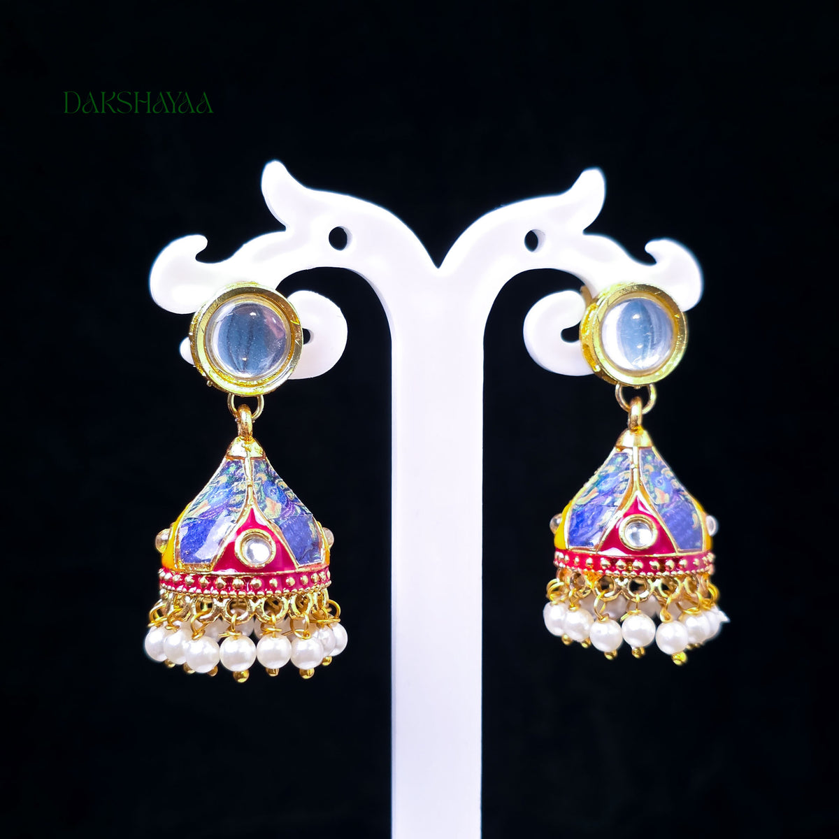 Multicolour Meenakari Jhumka Earrings