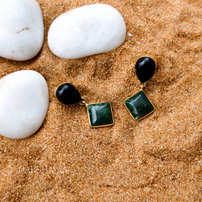 Black Onyx & Green Aventurine Earrings
