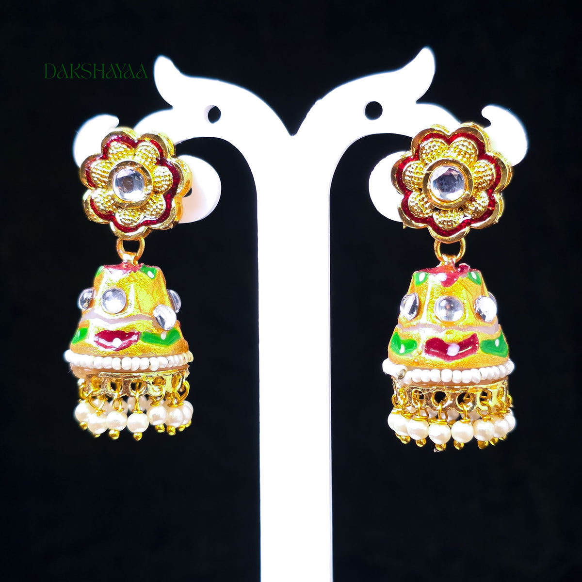 Multicolour Enamel Floral Jhumka Earrings