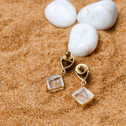 Clear Quartz & Tiger Eye Earrings