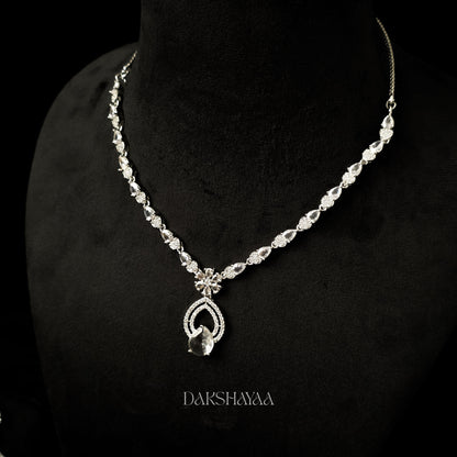Diamond Finish Solitaire Drop Necklace Set