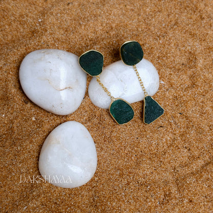 Natural Uncut Green Aventurine Earrings