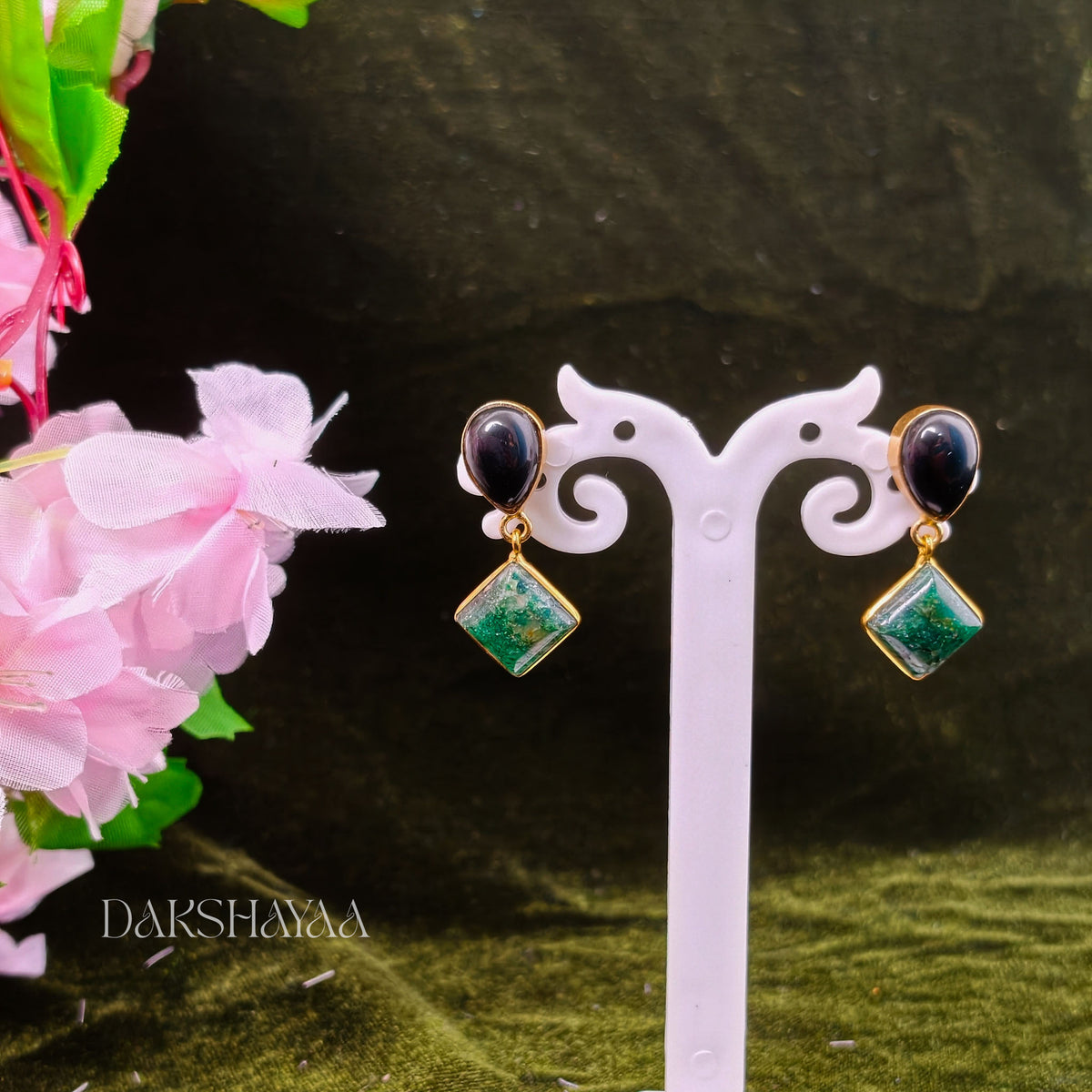 Black Onyx & Green Aventurine Earrings