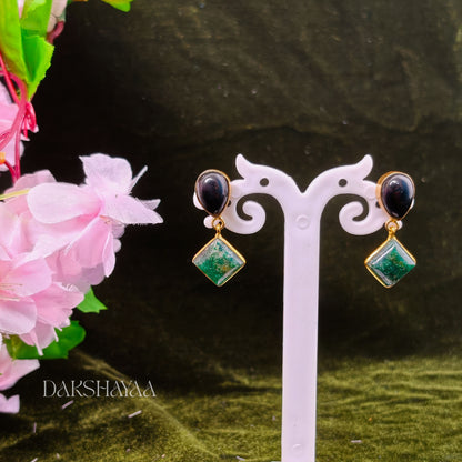 Black Onyx & Green Aventurine Earrings
