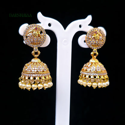Kundan Ball Jhumka Earrings with Pearls