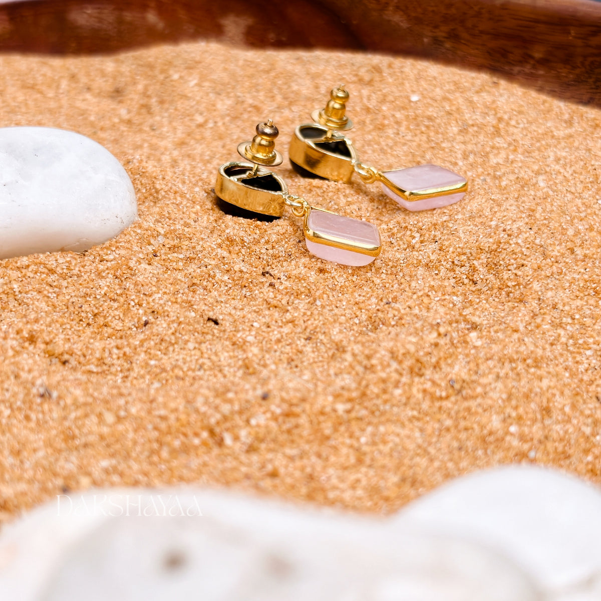Black Onyx & Rose Quartz Drop Earrings