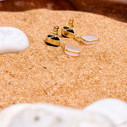 Black Onyx & Rose Quartz Drop Earrings