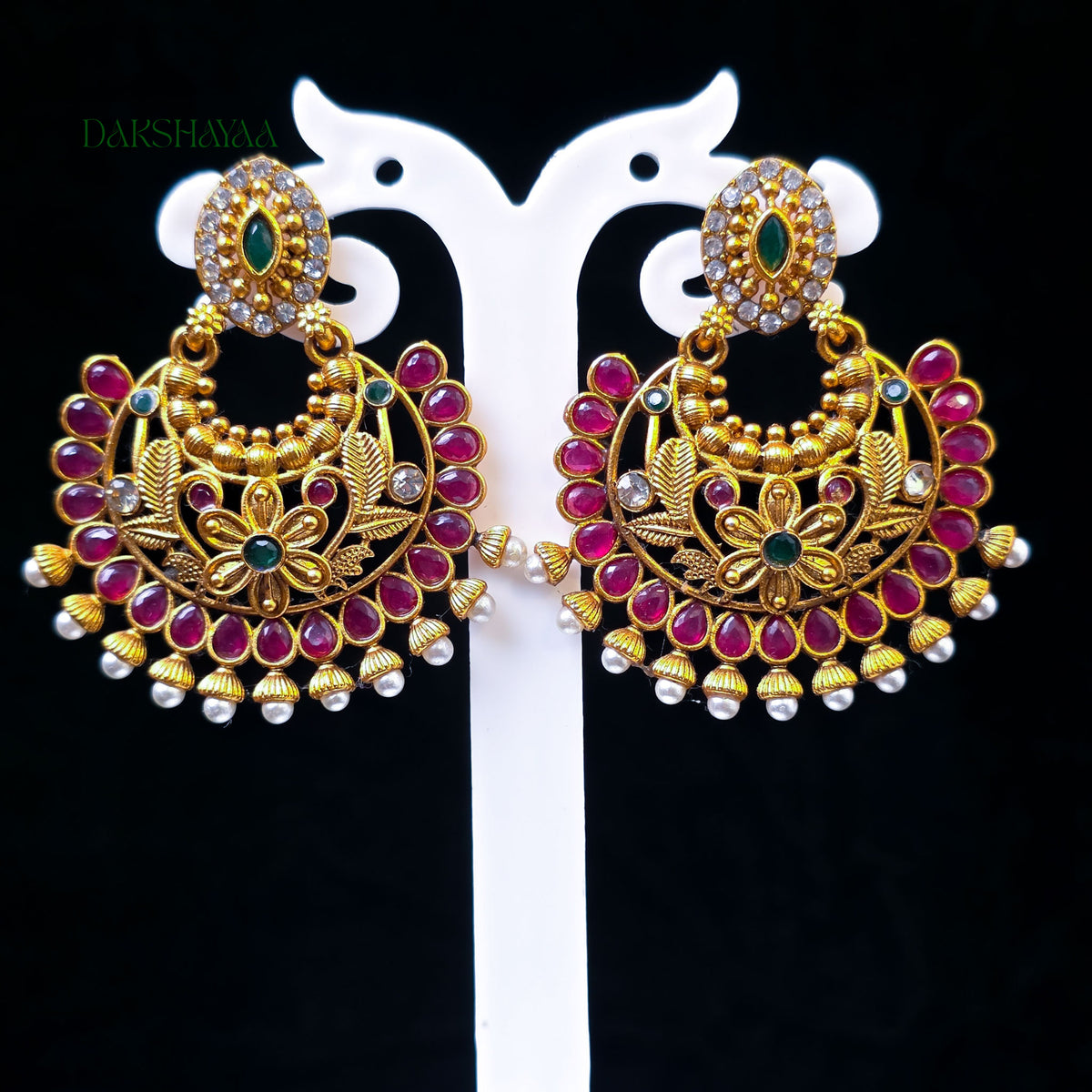 Antique Temple Chandbali Earrings