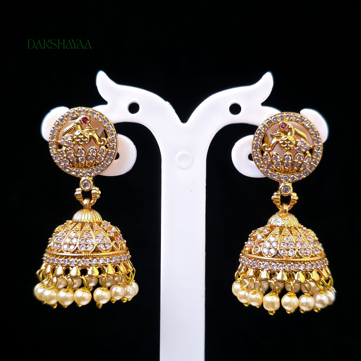 Kundan Ball Jhumka Earrings with Pearls