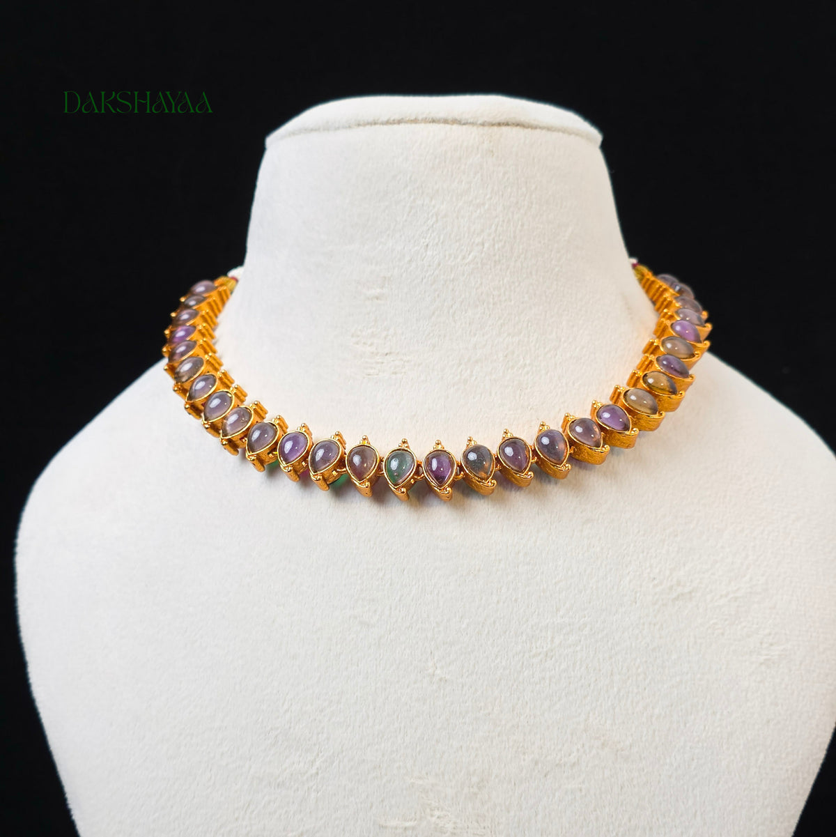 Reversible Palakka Necklace Set with 2 Pair of Earrings