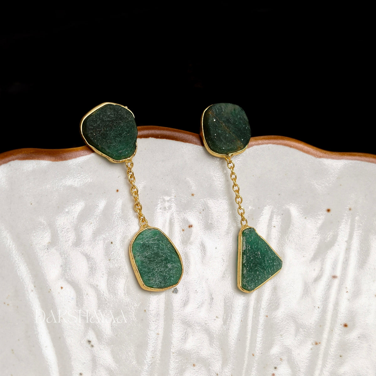 Natural Uncut Green Aventurine Earrings