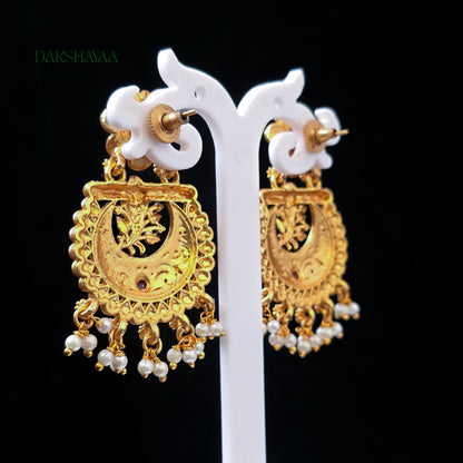 Floral Filigree Pearl Drop Earrings