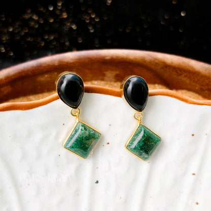 Black Onyx & Green Aventurine Earrings